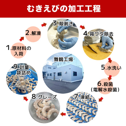 【送料無料】天然 無添加 大粒むきえび 1kg（解凍後約800g）｜船凍ブラウン海老使用・舞鶴加工のぷりぷり食感【加熱用】
